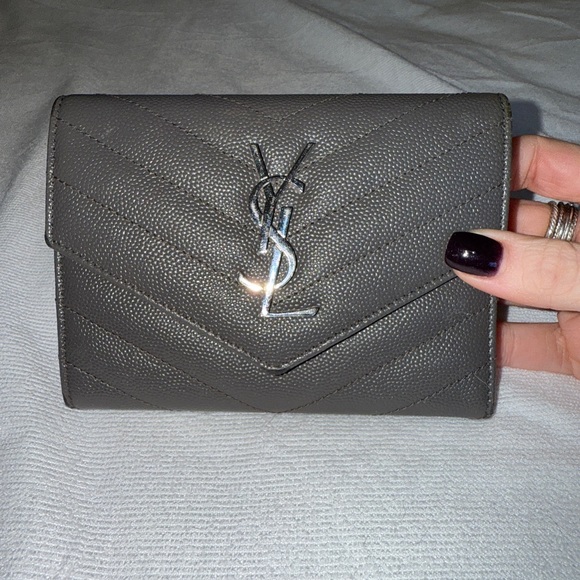Yves Saint Laurent Dark Gray Leather Wallet - Picture 1 of 9